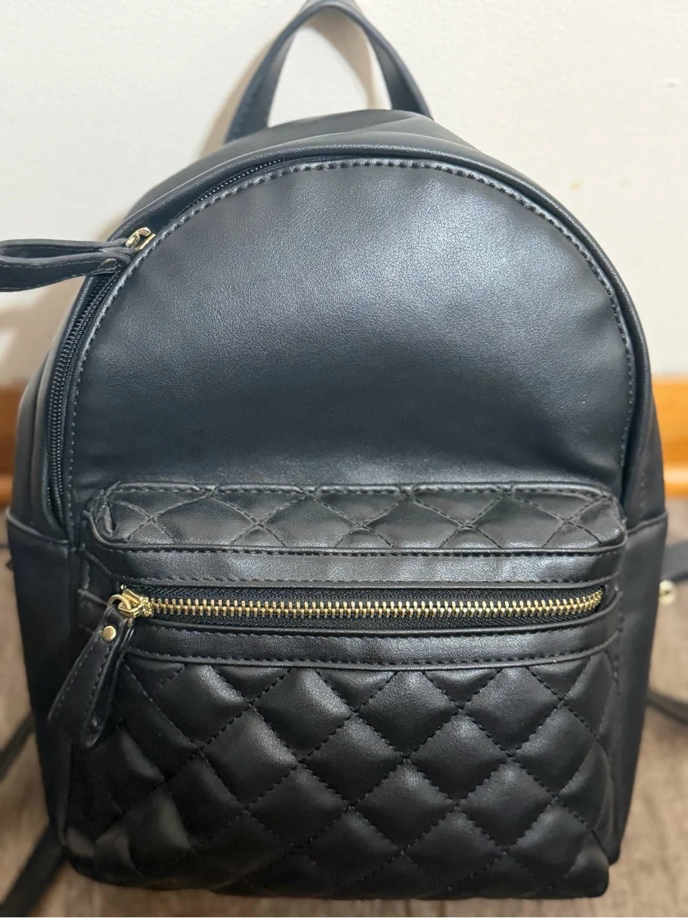 BCBG Black Quilted Mini Backpack